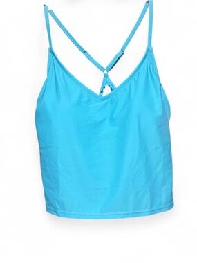 Women's Eco Beach Cropped Scoopneck Strappy Tankini  Swift Blue Size XL NWT
